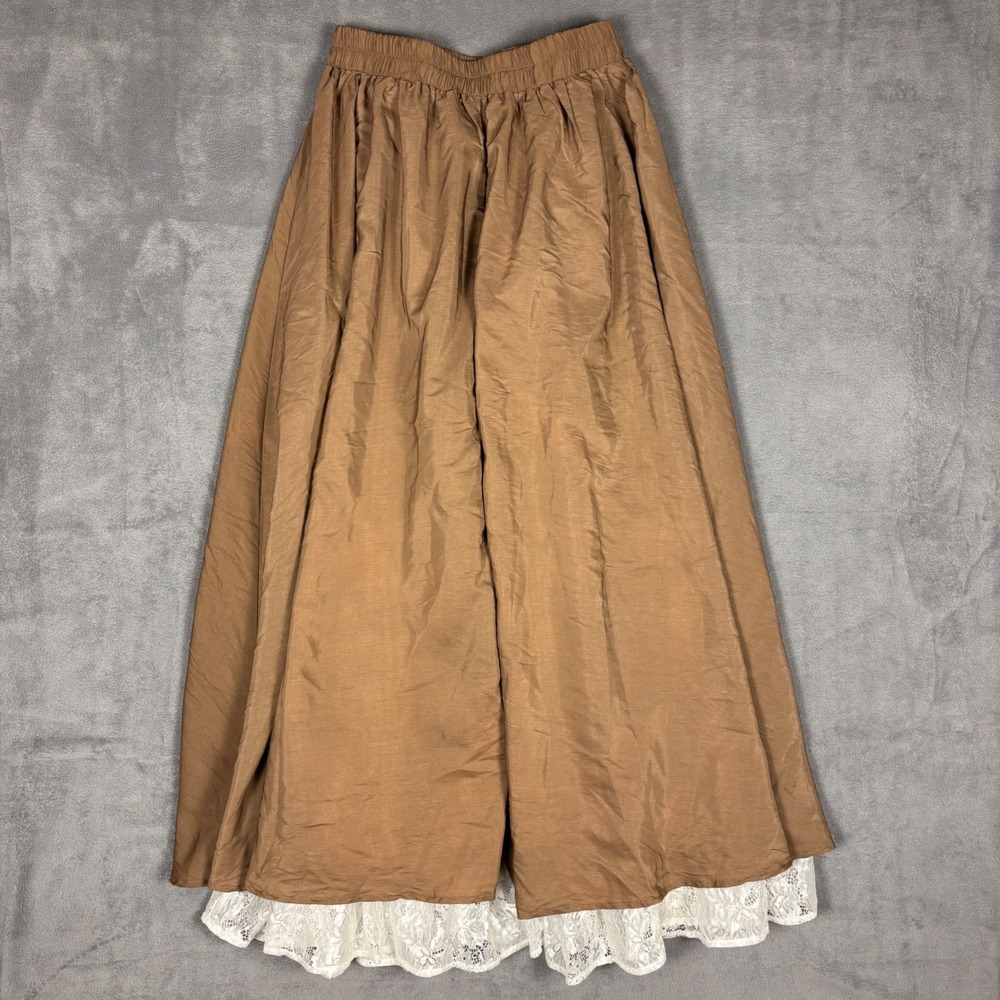 Scarlet Darkness Brown Victorian Lace Trim Maxi Skirt Steampunk Cottagecore S - Picture 7 of 9